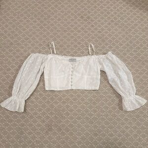 Off-Shoulder Puffy Sleeve Cropped Blouse